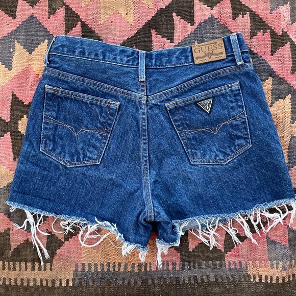Vintage guess upcycled patchwork jean shorts - Picture 3 of 5